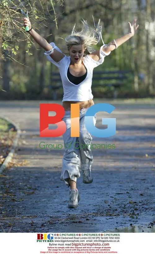 Glamour model Ebony exercises in London park