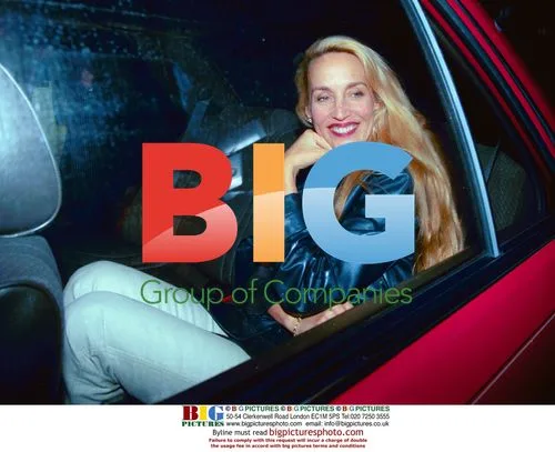 Jerry Hall in Blue Jacket