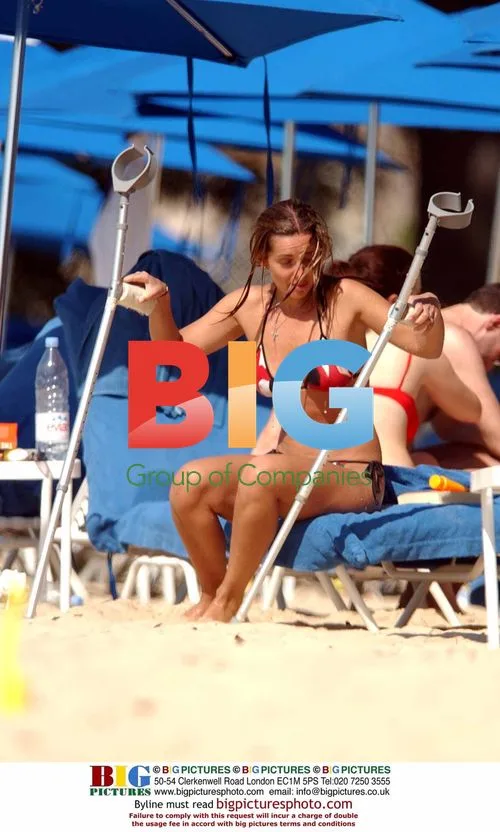 Louise Redknapp on Beach in Barbados