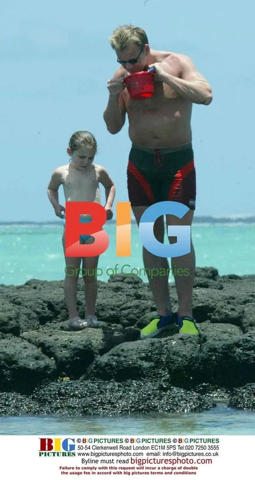 Gordon Ramsay and family on Mauritius beach