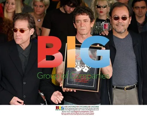 Richard Lewis, Lou Reed, and Ruben Blades at Reed's Hollywood Rockwalk induction