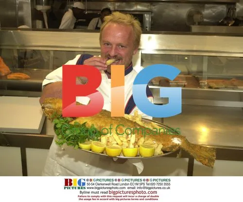 TV Chef Antony Worrall Thompson at fish and chip shop