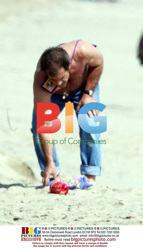 Mel Gibson at the beach with family