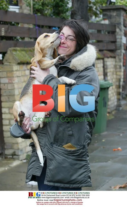 TV Presenter Sue Perkins with Dog in London