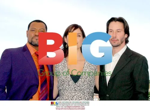 Fishburne, Moss and Reeves at Matrix Reloaded Cannes Photocall