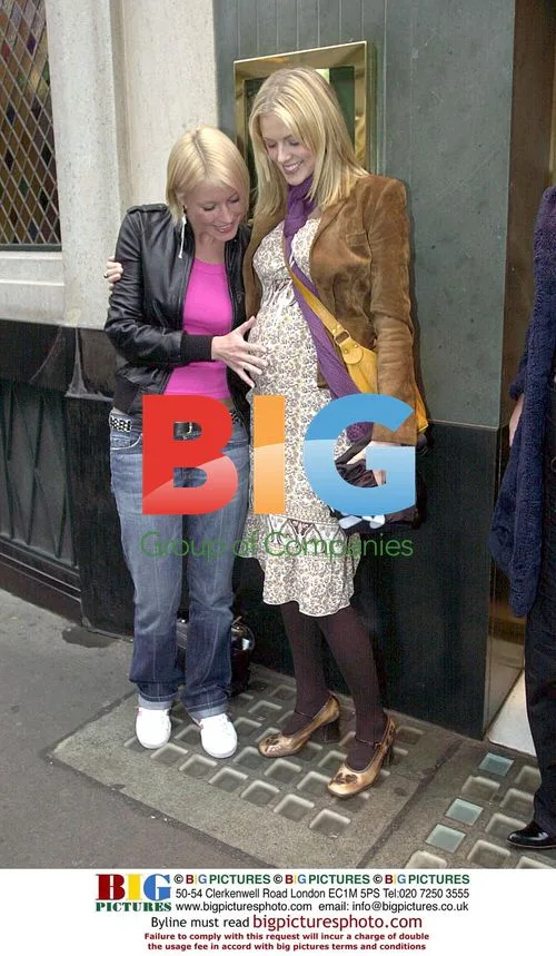 Denise Van Outen and Donna Air Joking Outside The Ivy