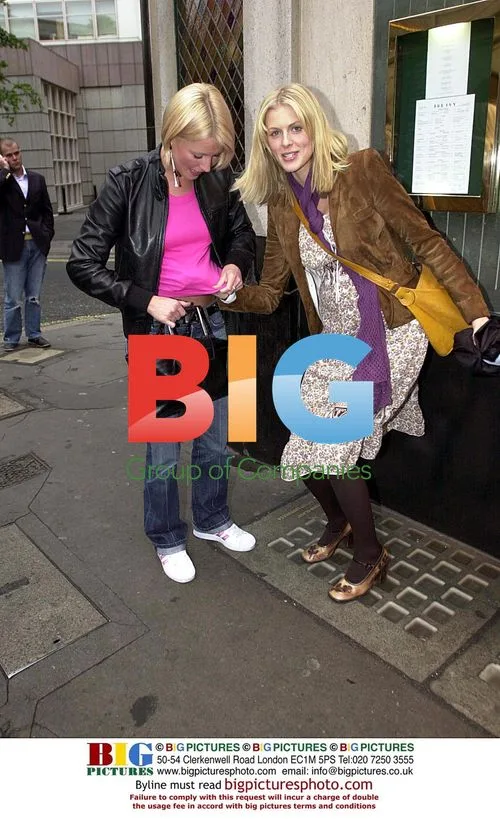Denise Van Outen and Pregnant Donna Air Laughing Outside The Ivy