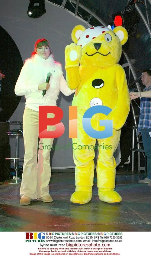 Liz Barker and Pudsey Bear at Christmas Lights Ceremony
