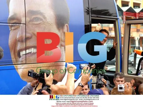 Arnold Schwarzenegger with family at campaign stop