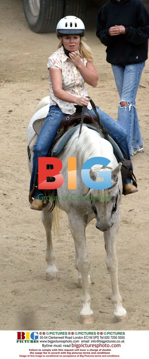 Pop Star Geri Halliwell Horse Riding