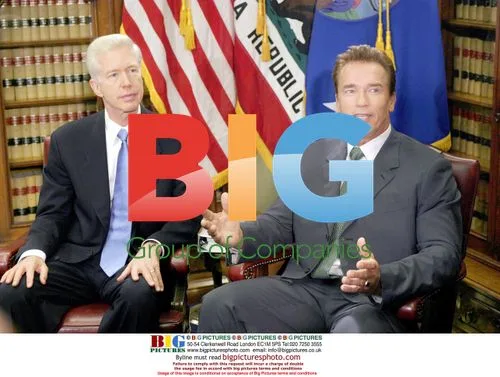 Arnold Schwarzenegger and Gray Davis in Sacramento