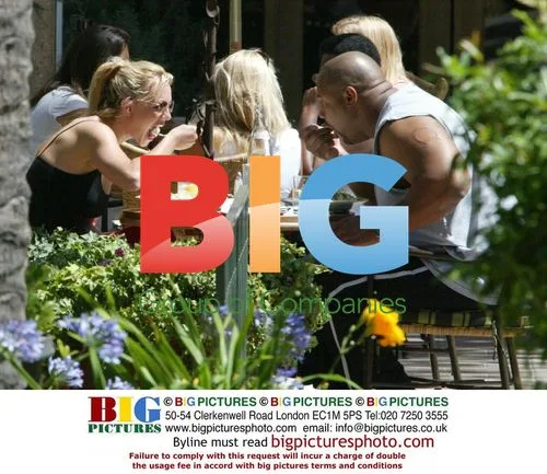 Britney Spears stretching after meal in Santa Monica
