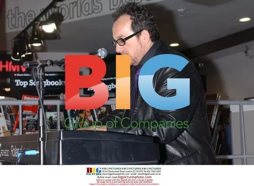 Elvis Costello performs at HMV in London