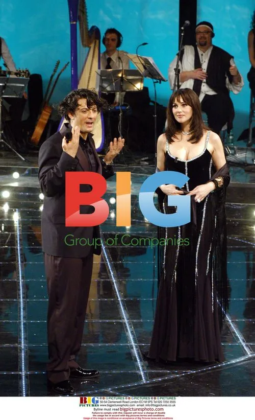 Fiorello with Monica Bellucci and Eros Ramazzotti