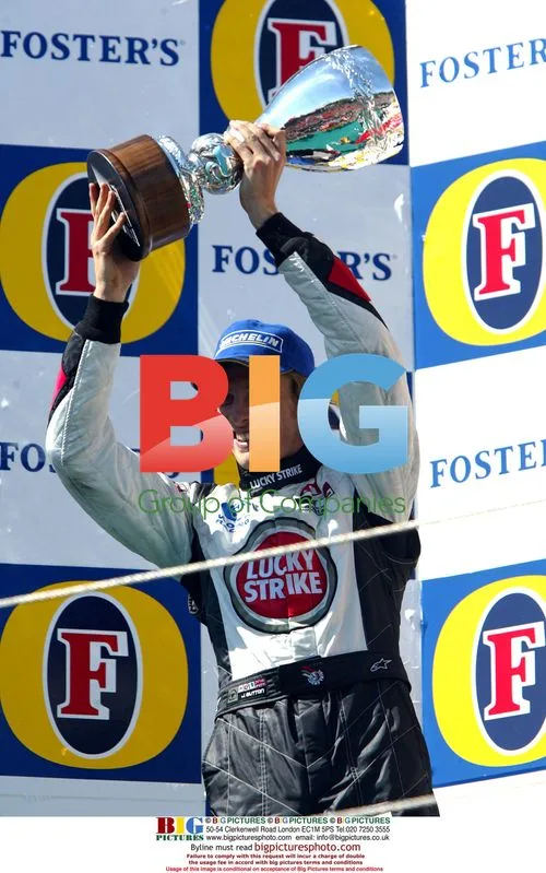 Jenson Button Celebrates 2nd Place Podium Finish