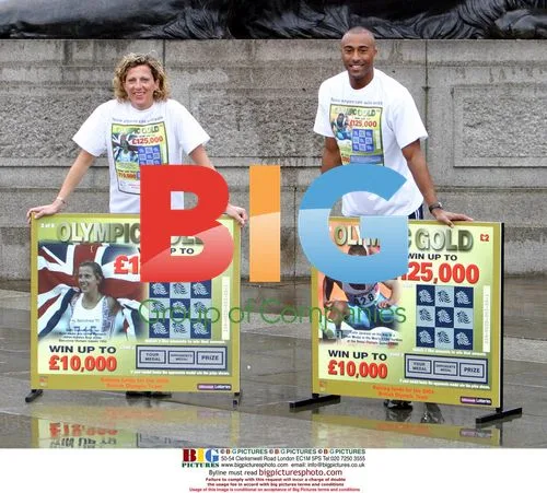 Sally Gunnell and Colin Jackson promote Olympic scratchcard