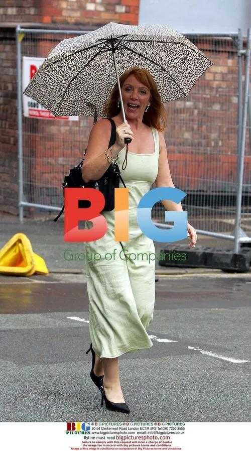 Corrie Cast Member Penny King Arrives at Studio