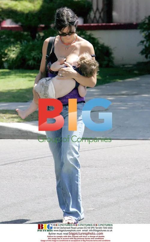 Carrie Ann Moss and family at mall