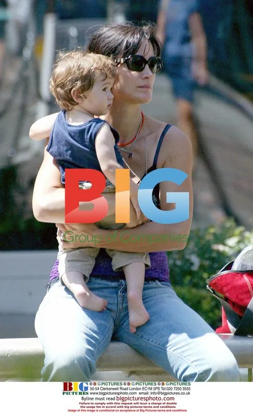 Carrie Ann Moss and Family at Mall