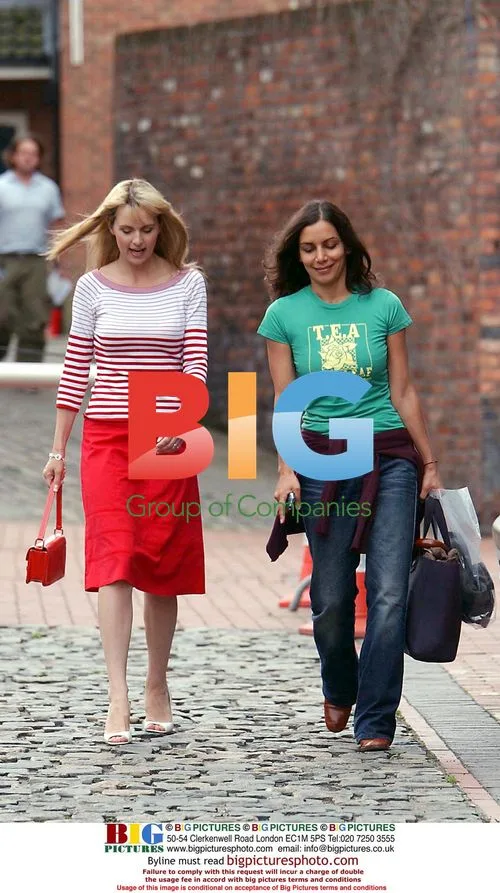 Deborah Stephenson and Sasha Behar on Coronation Street set