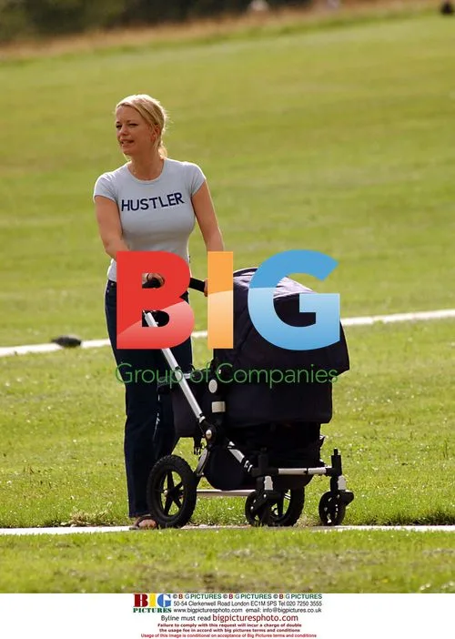 DJ Sara Cox out with baby in London park
