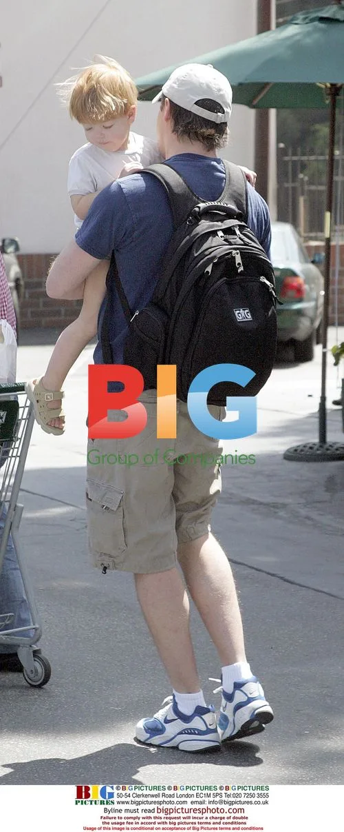 Brendon Fraser and Son Shopping at Farmer's Market