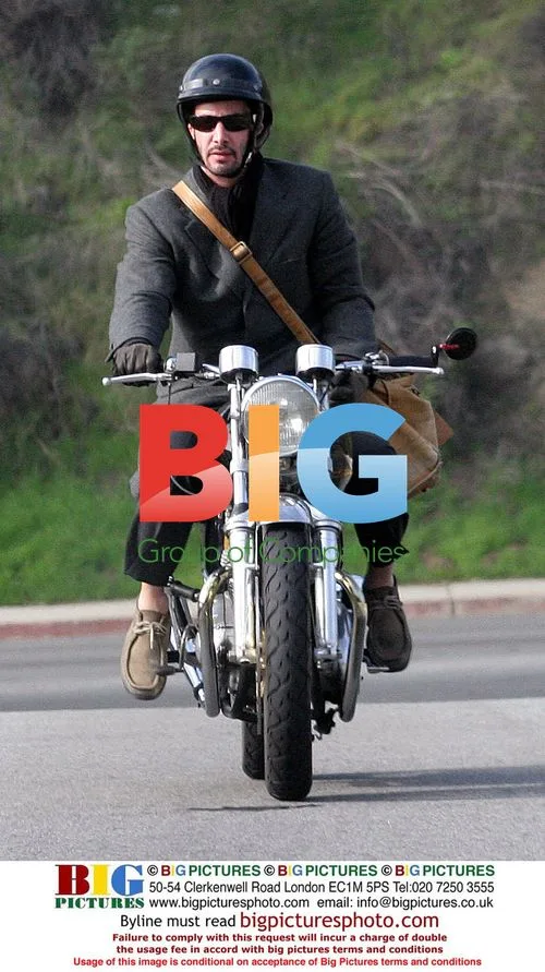 Keanu Reeves Riding Harley in Hollywood