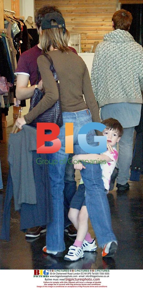 Calista Flockhart and son Liam Christmas shopping