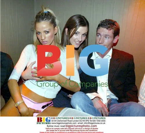 Glamour models Jordan and Lucy Pinder with Dean Gaffney