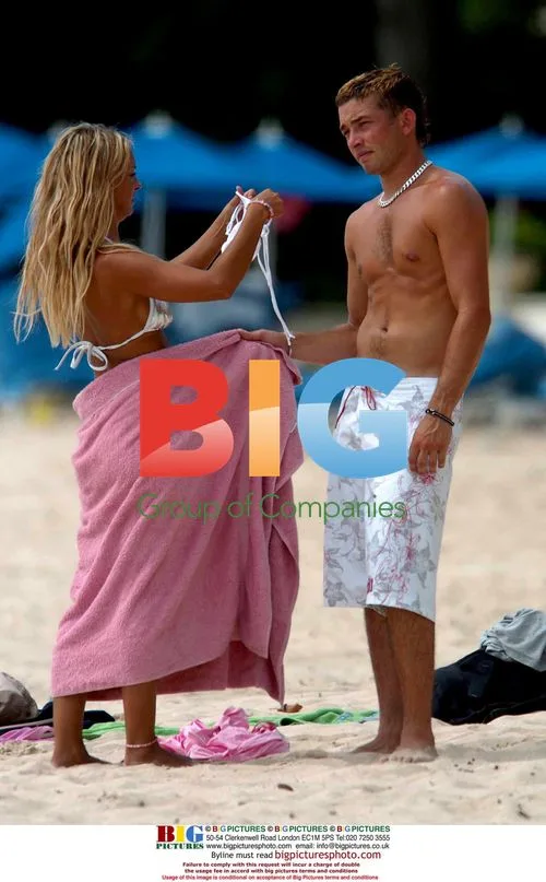 Scott Sullivan and Jodie Marsh on Barbados Beach