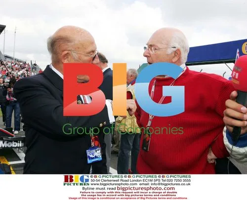 Stirling Moss and Murray Walker at British Grand Prix