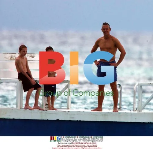 Gary Lineker with Sons on Caribbean Beach