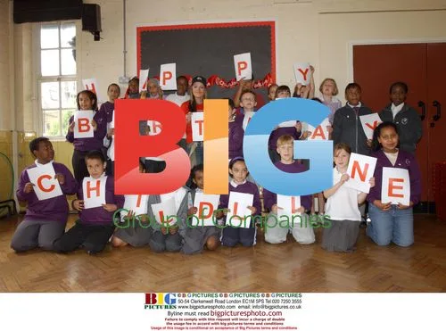 TV Presenter Hayley Evetts with Primary School Kids