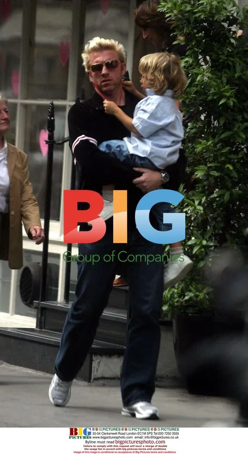 Boris Becker Dining with Ex-Wife and Kid