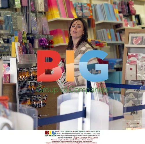 Jill Halfpenny buying Radio Times at Elstree Studios