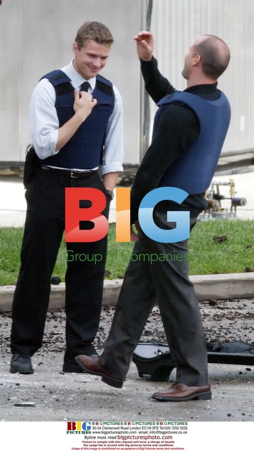 Actors Ryan Phillippe and Jason Statham on movie set