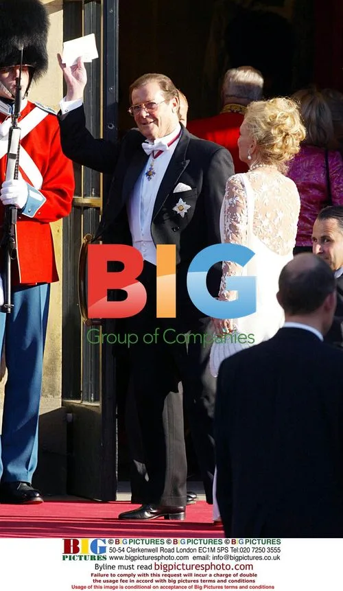 Roger Moore and Christine Tholstrup at Royal Wedding