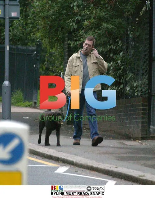 Hugh Laurie Walking Dog in London Park