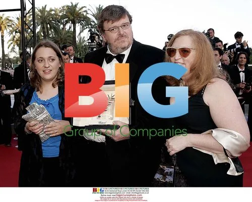 Michael Moore and family at Cannes Film Festival 2004