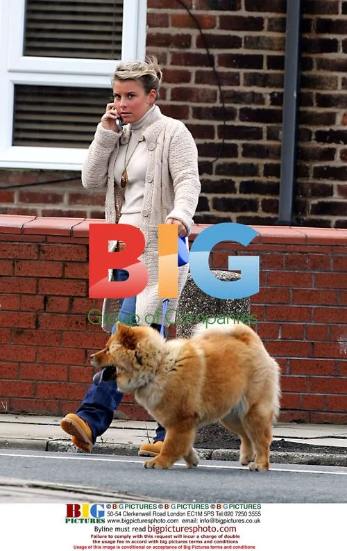 Coleen McLoughlin Walking Dog in Liverpool