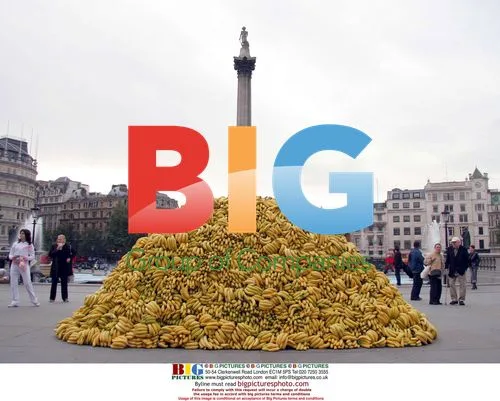 Artist dumps bananas on Trafalgar Square