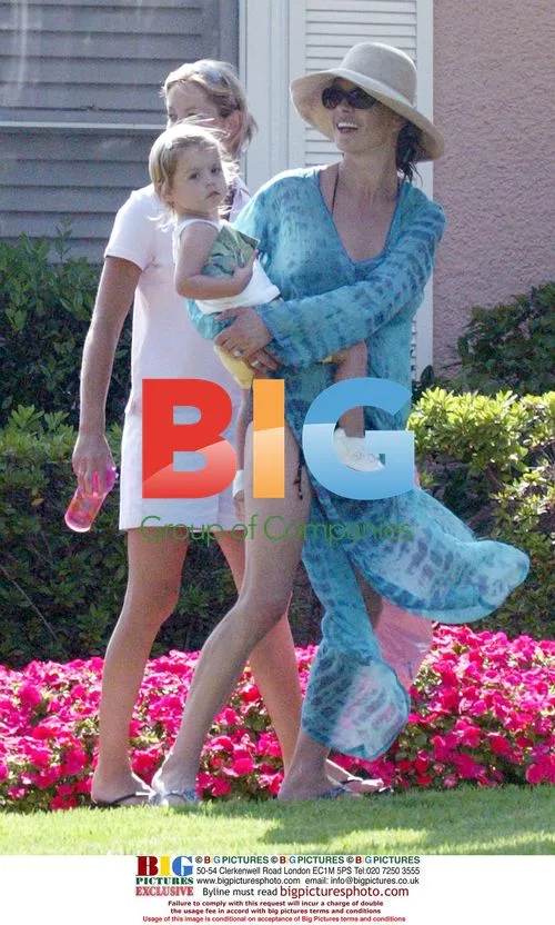 Catherine Zeta-Jones and family at Beverly Hills Hotel