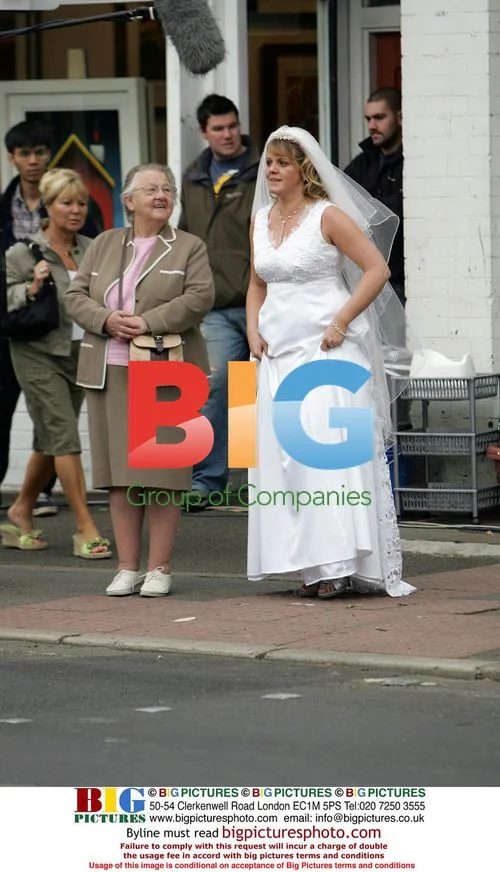 Sally Lindsay filming Coronation Street