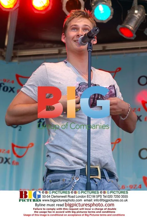 Singer Lee Ryan on stage at Fox FM Party