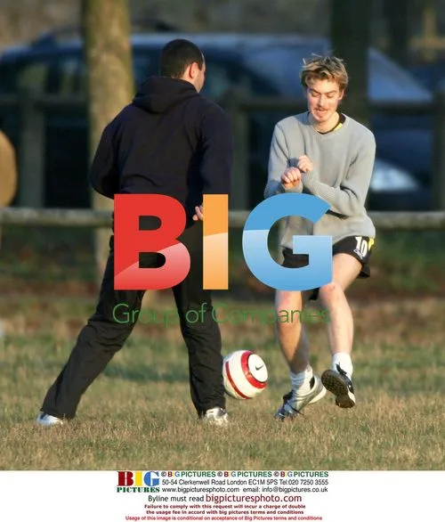 Euan Blair plays football with friends in Paris