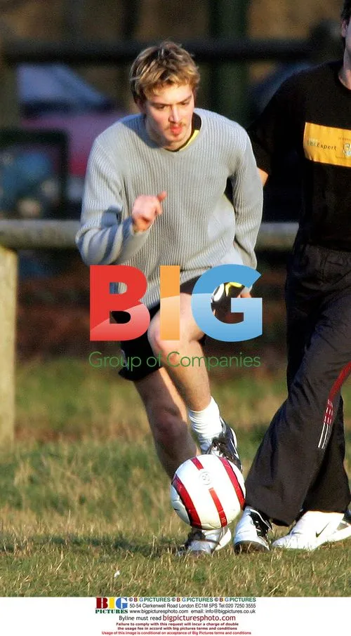 Euan Blair plays football with mates