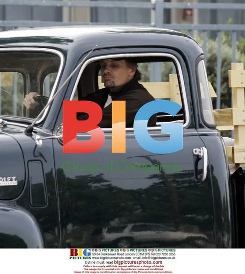 Viggo Mortensen driving classic truck in Santa Monica