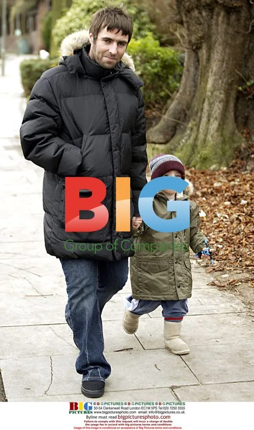 Liam Gallagher and son Gene on morning walk