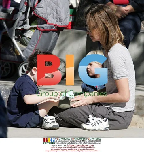 Calista Flockhart and son Liam at Santa Monica playground