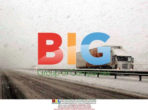 Lorry stuck in snow at Harthill services, Scotland